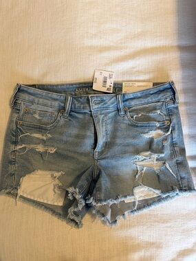 American Eagle Outfitters Light Wash Distressed Denim Shorts